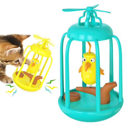 Birdcage Cat Tumbler Toy with Sound & Spinning Propeller – Interactive Self-Play Cat Toy