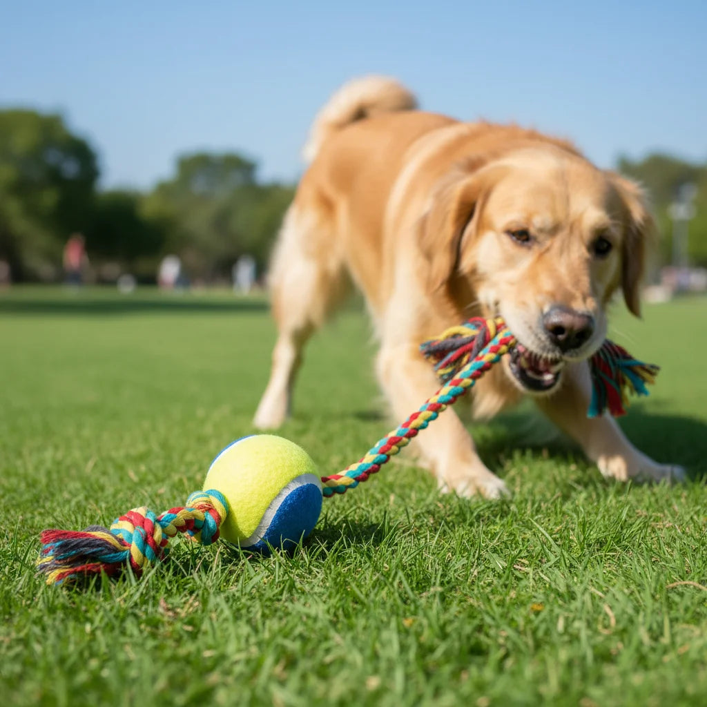 Wholesale Custom Logo Chew Dog Rope Toys with Tennis Ball