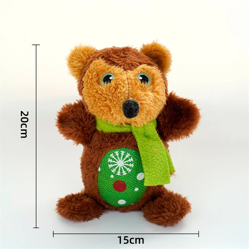 Wholesale Luxury Cartoon Eco-friendly Christmas Dog Gifts Plush Dolls Holiday Cat/Dog Chew Squeaky Pet Toy with BB Sound