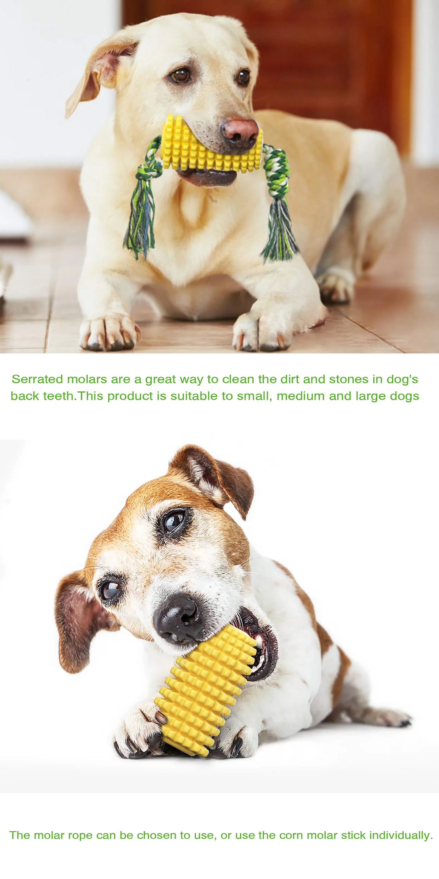 E-commerce Hot Sale Indestructible Tough Durable Squeaky Interactive Dog Toys Puppy Teeth Chew Corn Stick Toy