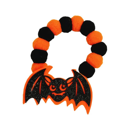 Halloween Winter Solid Personalized Pumpkin Dog & Cat Choker Necklace with Eco-Friendly Wool Bells