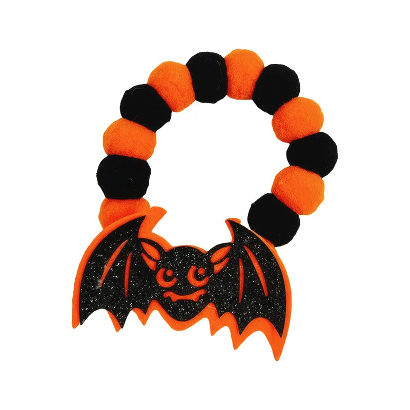 Halloween Winter Solid Personalized Pumpkin Dog & Cat Choker Necklace with Eco-Friendly Wool Bells