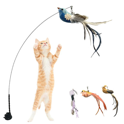 Feather Foam Bird Cat Toy with Bell – Bite-Resistant Replacement Head