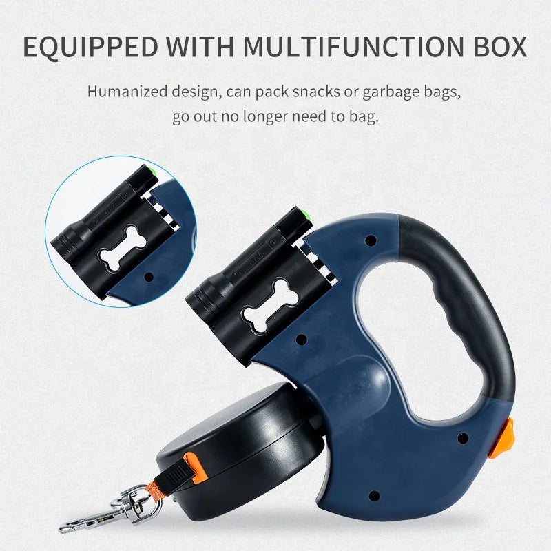 Double Retractable Dog Leash | Automatic Extending Nylon Lead for Two Dogs | Premium Durable Walking Leash