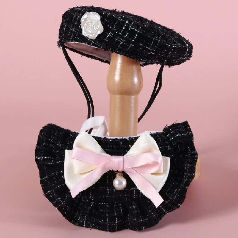 Elegant Pet Outfit Decoration Photo Props Fashion Pet Costume Set Beret Cap and Bib