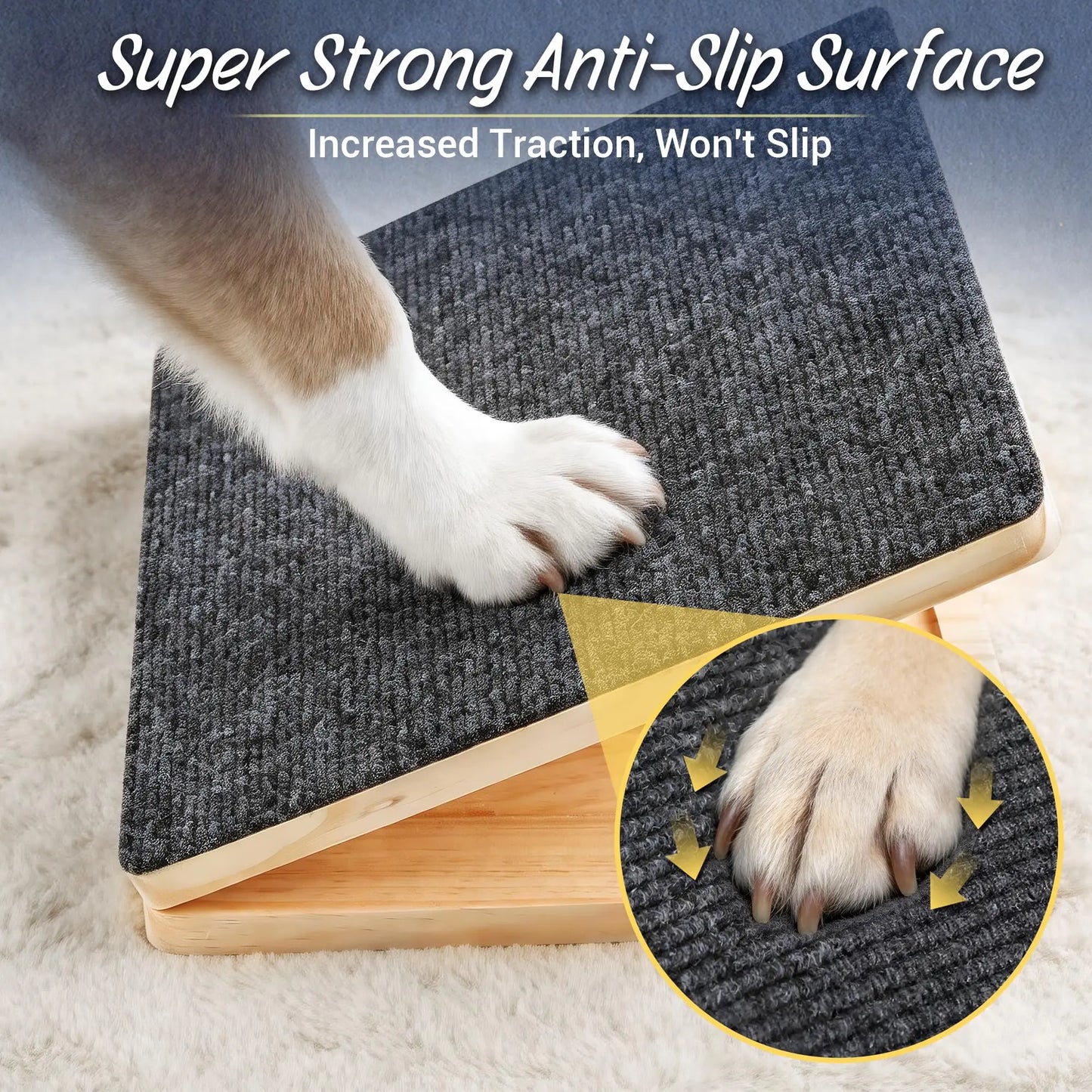 Adjustable Wooden Dog Ramp for Stairs Non-Slip Stair Wedges for Small Dogs Foldable Indoor Dog Stair Ramp
