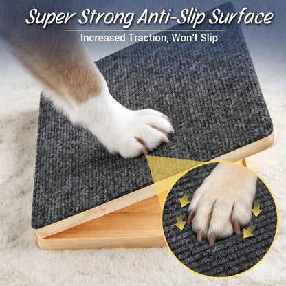 Adjustable Wooden Dog Ramp for Stairs Non-Slip Stair Wedges for Small Dogs Foldable Indoor Dog Stair Ramp