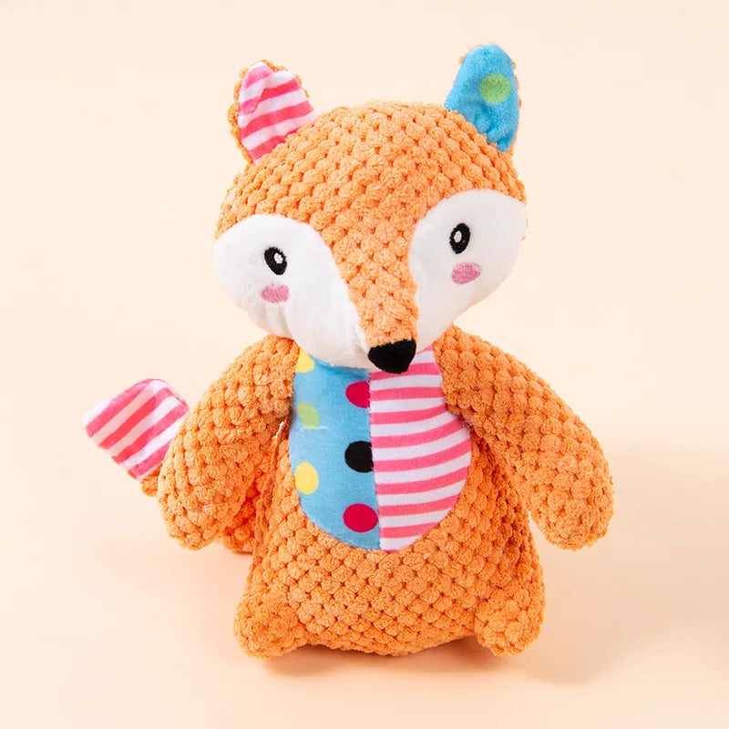 Cute Squeaky Chew Dog Plush Toy | 3 Colors Blue Orange Brown