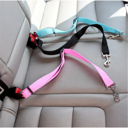 Adjustable Alloy Dog Car Seatbelt Leash — Vehicle Safety Lead, Size M, 13 Colors