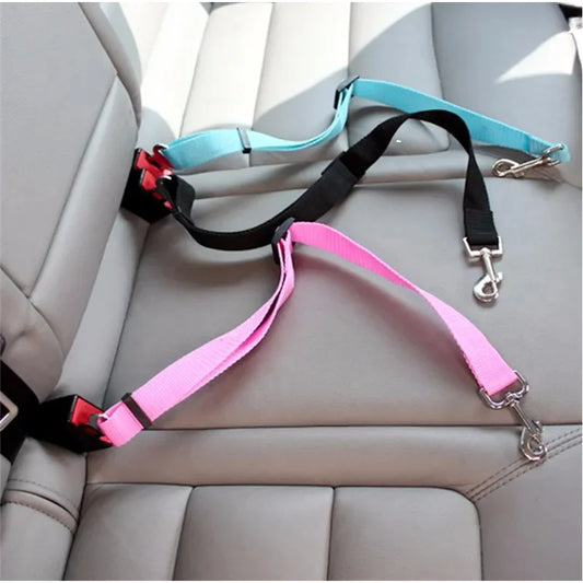 Adjustable Alloy Dog Car Seatbelt Leash — Vehicle Safety Lead, Size M, 13 Colors