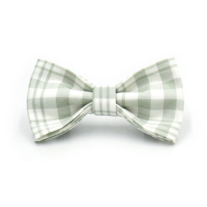 Customize Luxury Dog  Cat Leash Cute Soft Dog Collar with Bowtie Adjustable Pet Collars - GREEN Plaid