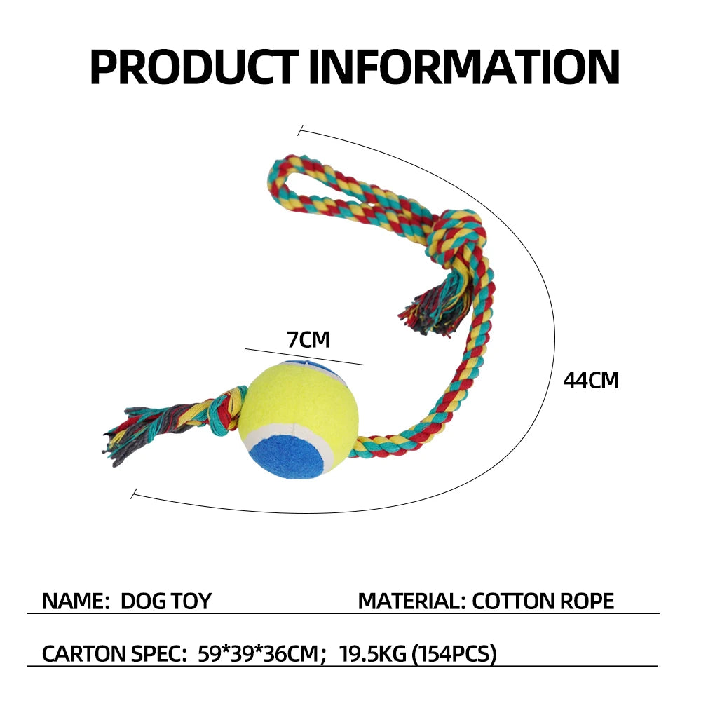 Wholesale Custom Logo Chew Dog Rope Toys with Tennis Ball