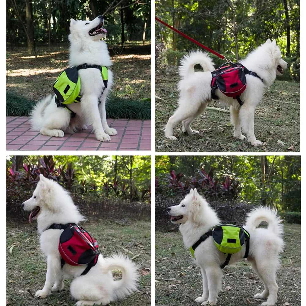 Dog Hiking Backpack Harness with Side Pockets – Adjustable Saddle Bag Day Pack