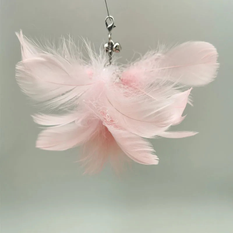 Dancing Feather Suction Cup Cat Toy | Removable Wire Rod & Replacement Heads | 9 Styles