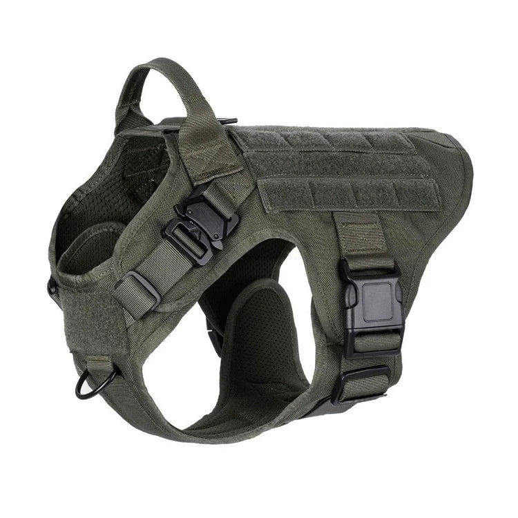 Tactical Dog Harness for Service & Hunting – Heavy-Duty Nylon Training Vest with MOLLE Webbing | XS S M L XL