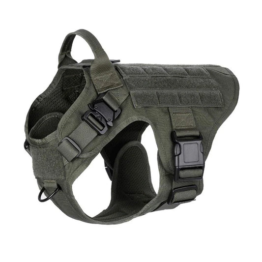 Tactical Dog Harness for Service & Hunting – Heavy-Duty Nylon Training Vest with MOLLE Webbing | XS S M L XL