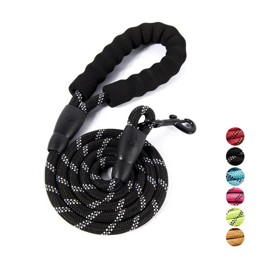 Elastic Buffer Dog Training Leash | Reflective Nylon Weave Traction Rope
