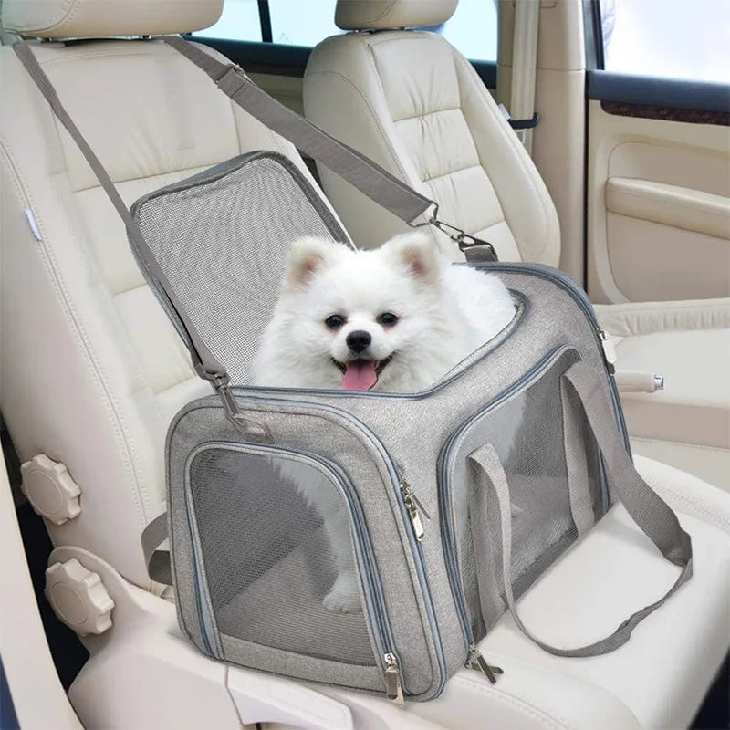 Portable Luxury Oxford Soft-Sided Dog Carrier Airline-Approved Zipper Closure Small Animal Travel Bag Eco-friendly Solid Pattern