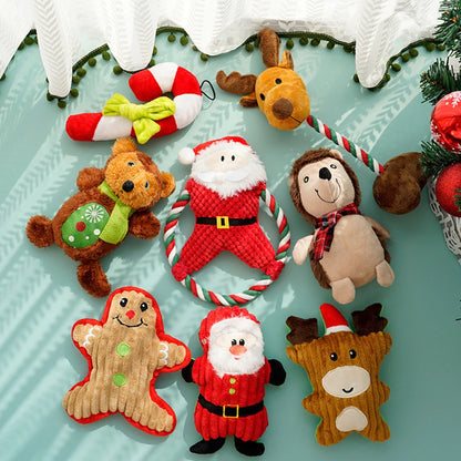 Wholesale Luxury Cartoon Eco-friendly Christmas Dog Gifts Plush Dolls Holiday Cat/Dog Chew Squeaky Pet Toy with BB Sound