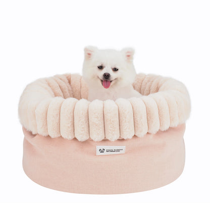Cuddle Bunny Round Pet Bed | Adjustable Wall, Anti-Slip, Water-Repellent | Cats & Dogs