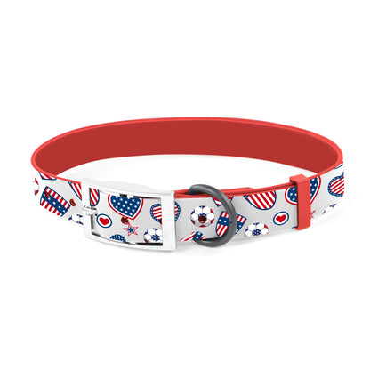 Waterproof Rubber Dog Collar – Football Soccer Pattern, Quick-Release Buckle, Easy to Clean