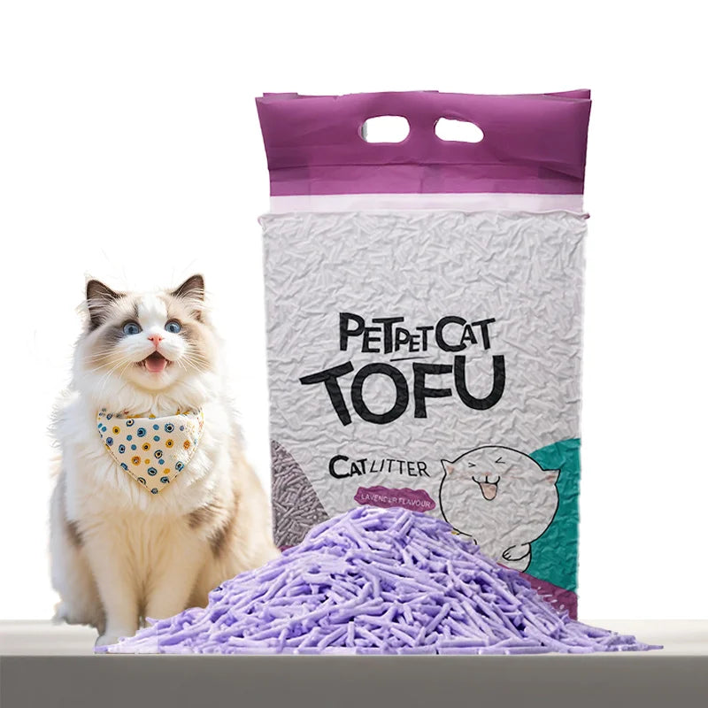 100% Natural Materials Highly Absorbent Flushable Tofu Cat Sand Dust Free Fast Clumping Tofu Cat Litter With Fruit Scen