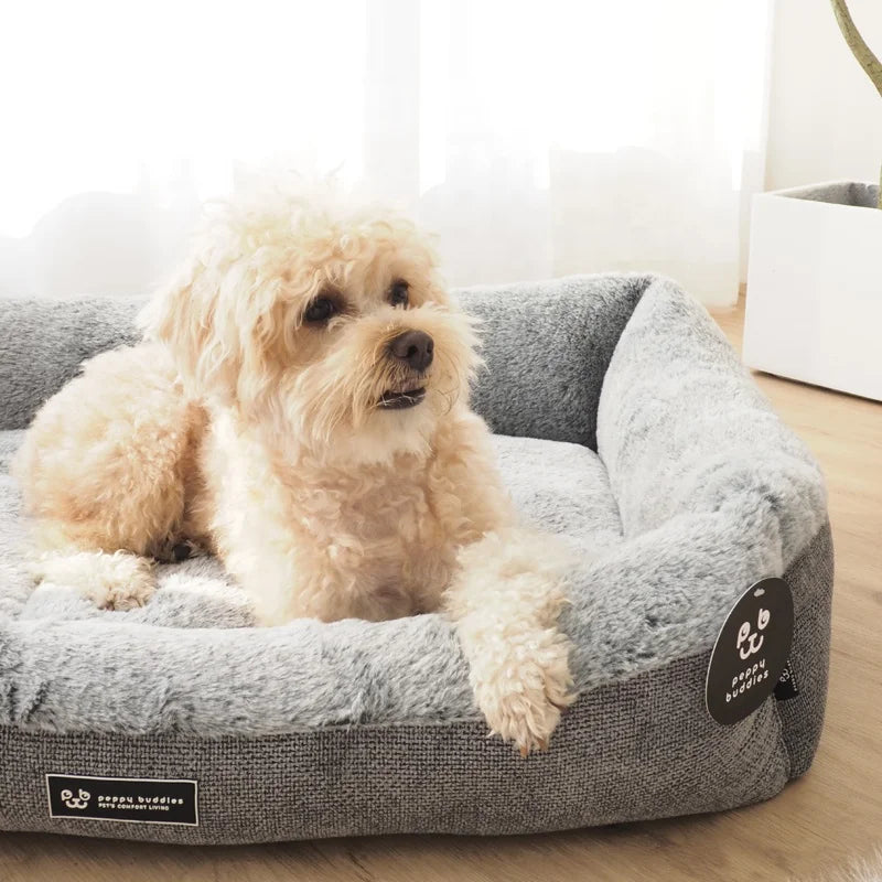 Premium Faux Rabbit Hair Pet Bed | Warm, Breathable & Washable