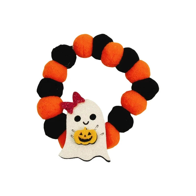 Halloween Winter Solid Personalized Pumpkin Dog & Cat Choker Necklace with Eco-Friendly Wool Bells