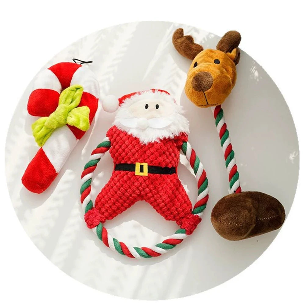 Wholesale Luxury Cartoon Eco-friendly Christmas Dog Gifts Plush Dolls Holiday Cat/Dog Chew Squeaky Pet Toy with BB Sound