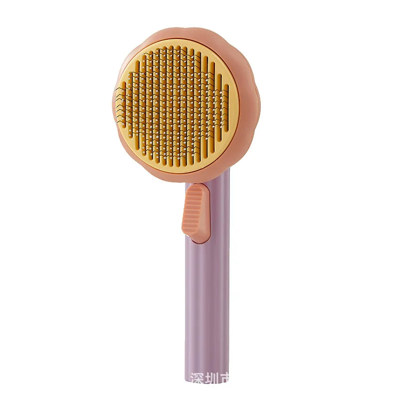 Pumpkin Self-Cleaning Pet Slicker Brush — Cat & Dog Hair Remover Comb