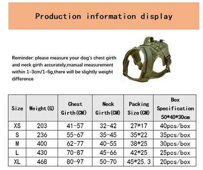 Tactical MOLLE Dog Harness with Handle – Adjustable Vest Harness for Large Dogs