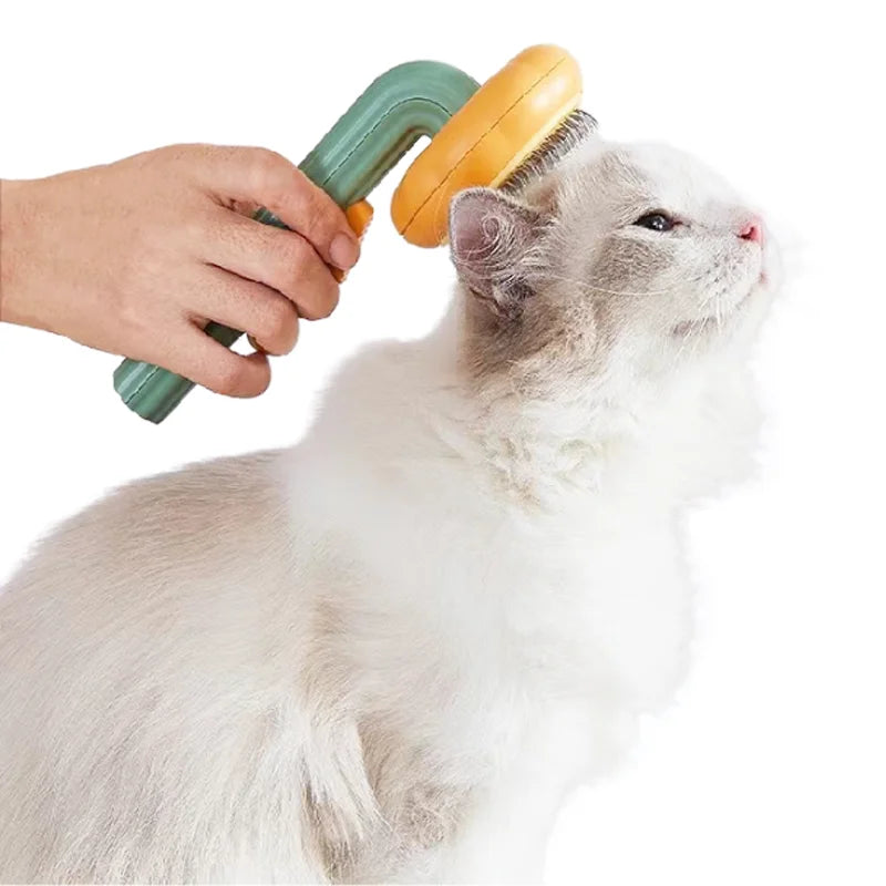 Pumpkin Self-Cleaning Pet Slicker Brush — Cat & Dog Hair Remover Comb