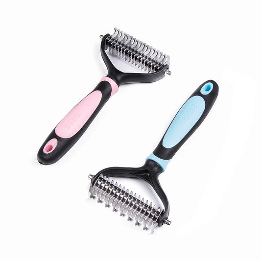 Dematting & Deshedding Undercoat Comb — 9+17 Stainless Steel Teeth