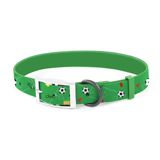 Coated Nylon Waterproof Dog Collar – Soccer Pattern, Odor-Resistant, Quick-Release Buckle