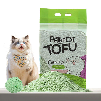 100% Natural Materials Highly Absorbent Flushable Tofu Cat Sand Dust Free Fast Clumping Tofu Cat Litter With Fruit Scen