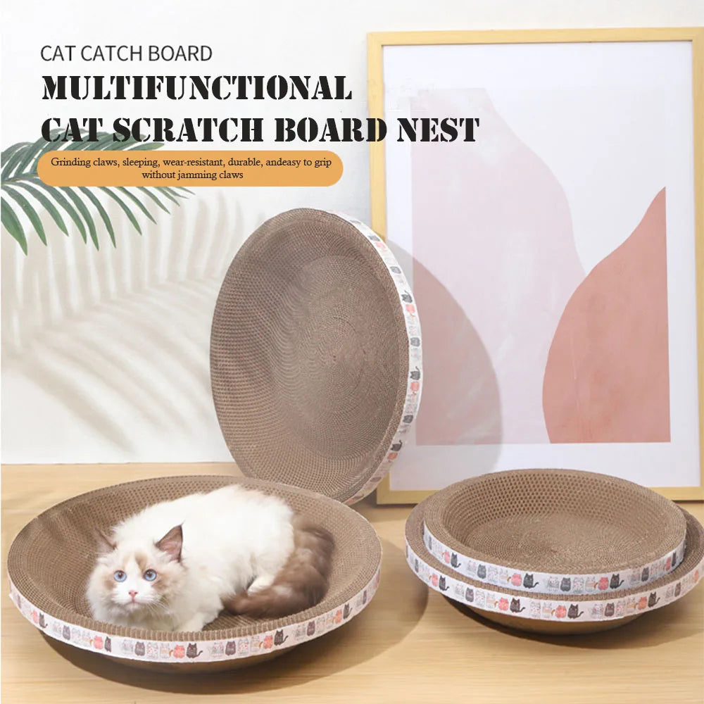 Bowl-Shaped Corrugated Cat Scratching Pad & Bed – Oval Cardboard Scratcher