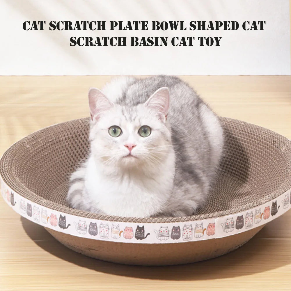 Bowl-Shaped Corrugated Cat Scratching Pad & Bed – Oval Cardboard Scratcher