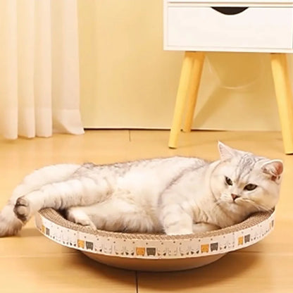 Bowl-Shaped Corrugated Cat Scratching Pad & Bed – Oval Cardboard Scratcher