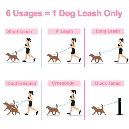 Multi Function Leather Dog Leads Hands Free Dog Running Leash Genuine Leather Dog Double Leash for Walking Two Dogs Pet Supplies