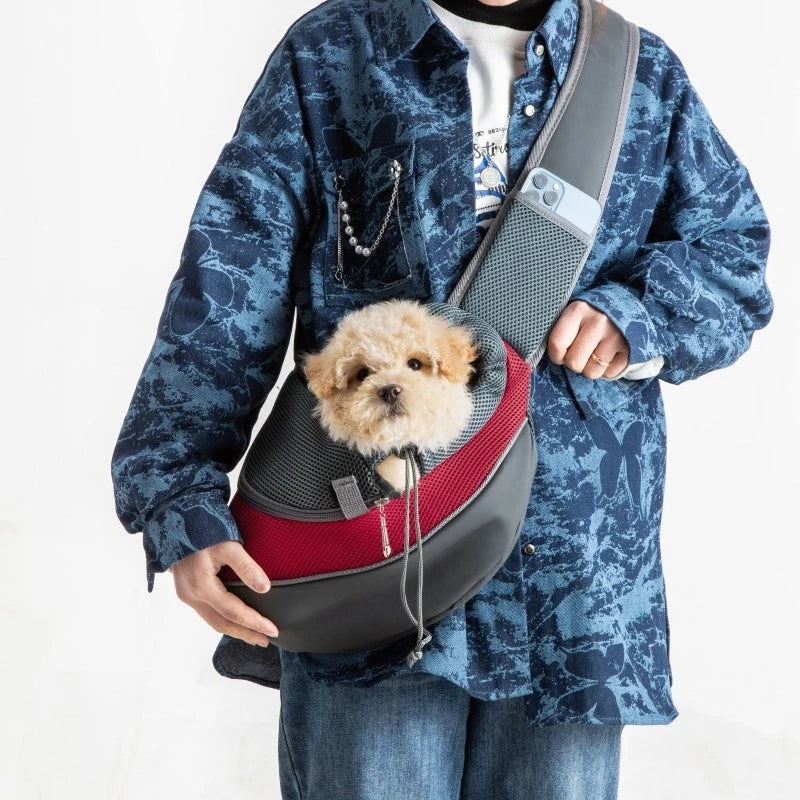 Mesh Sling Pet Carrier Bag – Breathable Single-Shoulder Crossbody Tote for Cats & Small Dogs, S/L