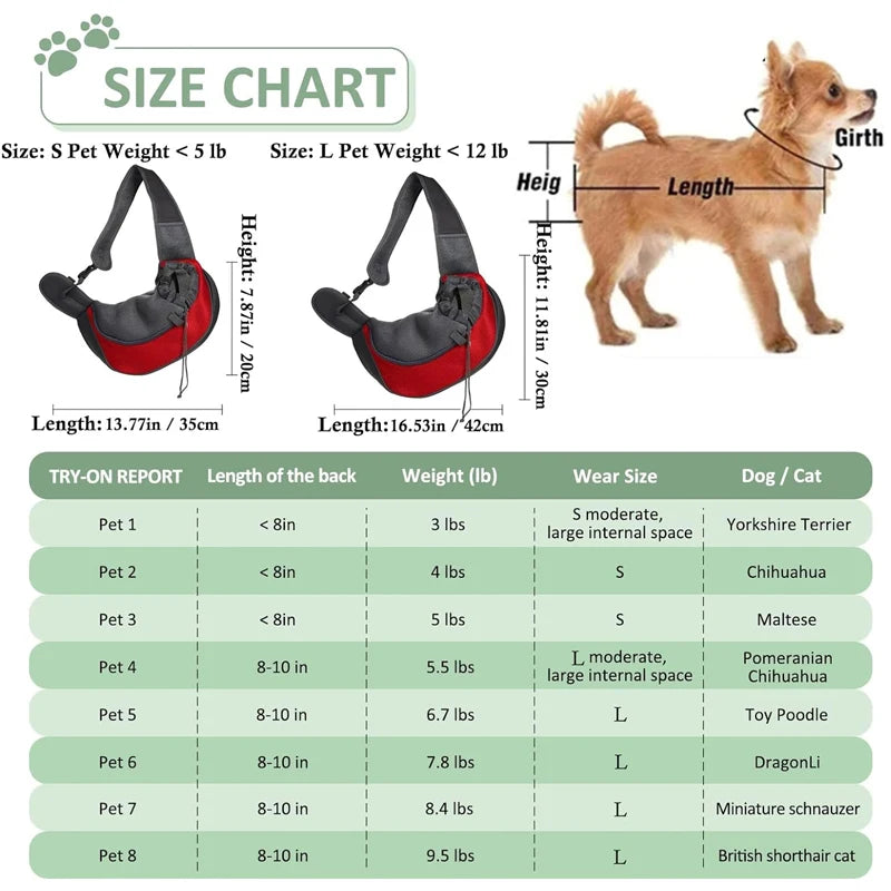 Mesh Sling Pet Carrier Bag – Breathable Single-Shoulder Crossbody Tote for Cats & Small Dogs, S/L
