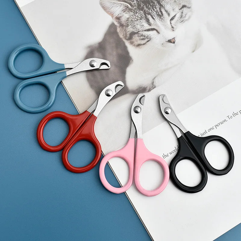 Pet Nail Clippers for Cats & Dogs – Stainless Steel Claw Trimmer with Non-Slip Handle, Small Animal Grooming Scissors