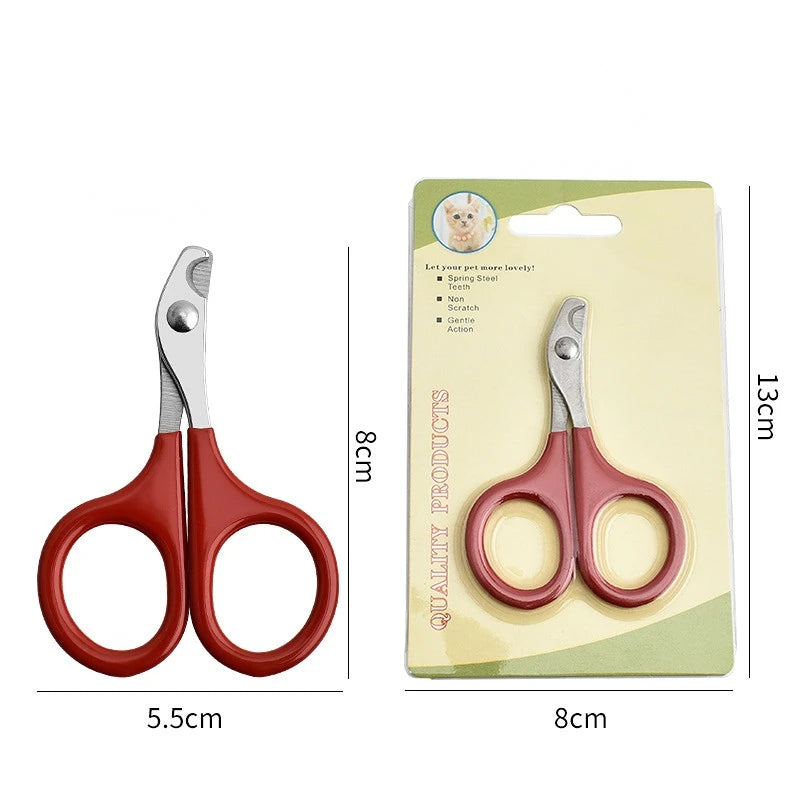 Pet Nail Clippers for Cats & Dogs – Stainless Steel Claw Trimmer with Non-Slip Handle, Small Animal Grooming Scissors
