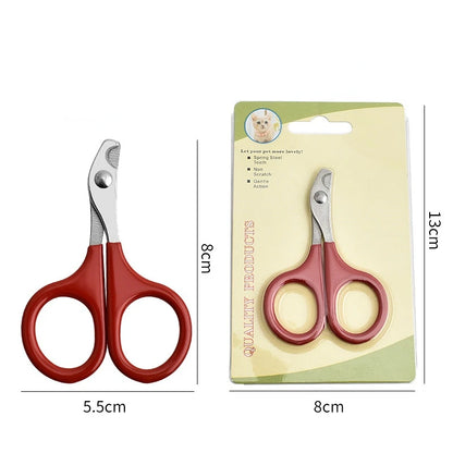 Pet Nail Clippers for Cats & Dogs – Stainless Steel Claw Trimmer with Non-Slip Handle, Small Animal Grooming Scissors