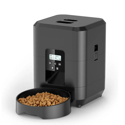 Automatic Pet Feeder – Timed & Quantitative Cat & Dog Food Dispenser, 2L, Button or WiFi App Control, Black & White