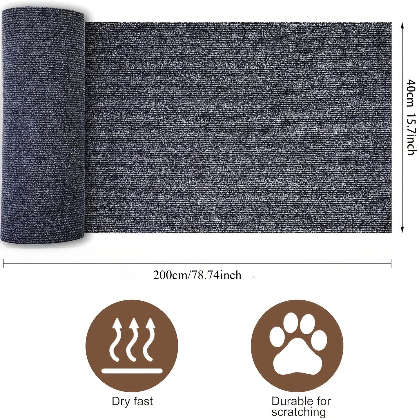 Trimmable Self-Adhesive Cat Scratch Furniture Protector – Sofa, Door & Cat Tree Guard Tape, 15.75x78.74in
