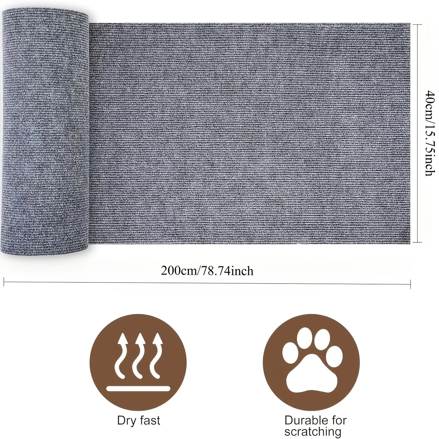 Trimmable Self-Adhesive Cat Scratch Furniture Protector – Sofa, Door & Cat Tree Guard Tape, 15.75x78.74in