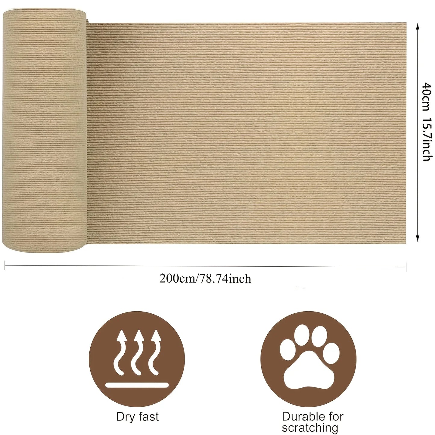 Trimmable Self-Adhesive Cat Scratch Furniture Protector – Sofa, Door & Cat Tree Guard Tape, 15.75x78.74in