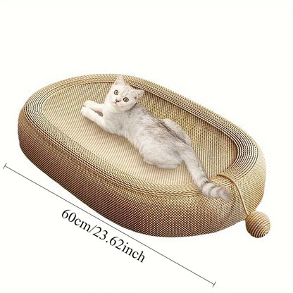 Sisal Cat Scratching Board & Bed – 60cm Multi-Functional Round Scratcher with Toy Ball Set