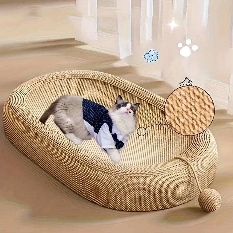 Sisal Cat Scratching Board & Bed – 60cm Multi-Functional Round Scratcher with Toy Ball Set